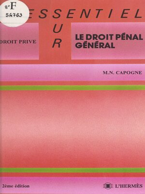 cover image of Le droit pénal général
